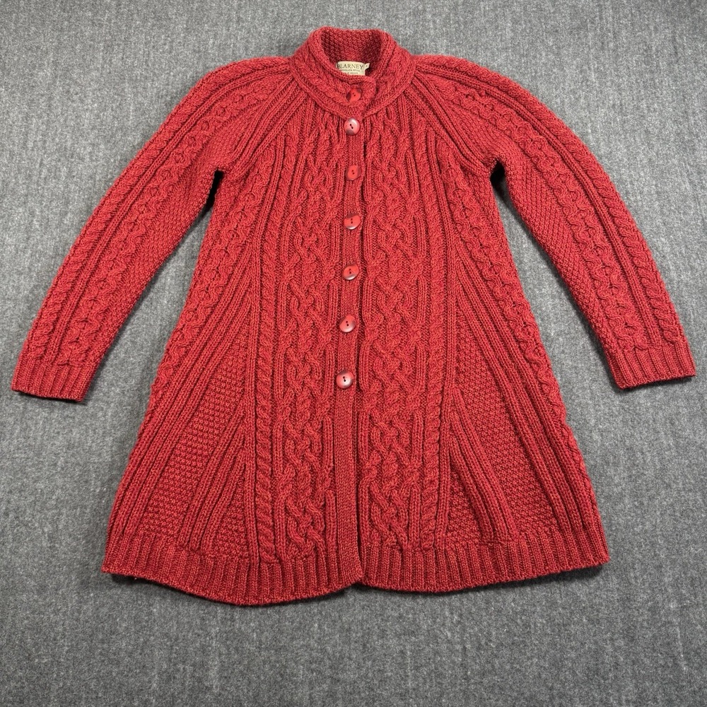 Blarney Woollen Mills Women's Irish Merino Wool Cable Knit Cardigan